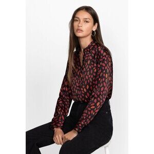 Johnny Was AMORA BOXY CHARMEUSE SHIRT Size Extra Small 100% Silk